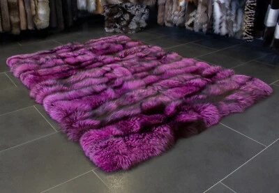 Alfombra de piel de zorro plateado 4976 en piel púrpura alfombra de piel real corredor pieles genuinas Foto 1 de 4