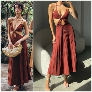 Kultiges Gaia Ottilia Strickkleid Cut Out Plissee Ripp L Large Swing Ton Rost - Bild 1 von 9