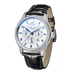 43mm Parnis Miyota Power Reserve Automatic Men's Watch Month Date Day 24-hours - Picture 1 of 28