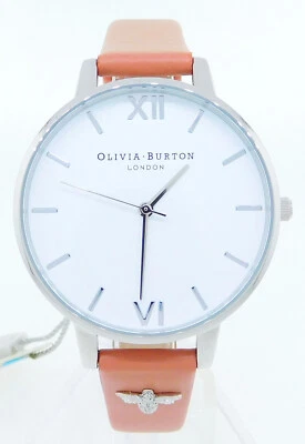 Reloj Olivia Burton Para Mujer Cuero Rosa Esfera Blanca Tono Plateado Abeja OB16ES01 Foto 1 de 4