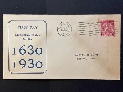 1930 Sc# 682 Massachusetts Bay Colony  FDC Salem, MA 1st Arno Cachet First Day - Image 1 of 2