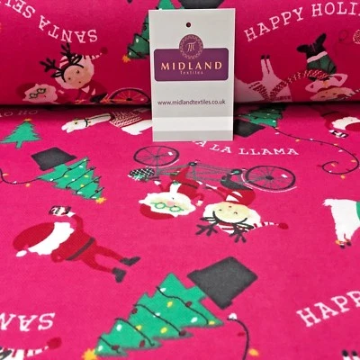 Pink Santa Cotton Wynciette Soft Brushed Flannel Fabric 56" Wide MK988-15 - Image 1 of 4