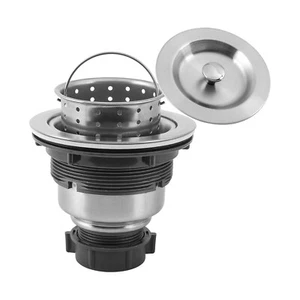 Kitchen Sink Drain 3-1/2 Inch, Stainless Steel Sink Basket Strainer Assembly Kit - Picture 1 of 5