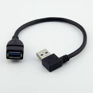 USB 3.0 Type A Male Left Angled to USB 3.0 A Female Data Extension Adapter Cable - Picture 1 of 5
