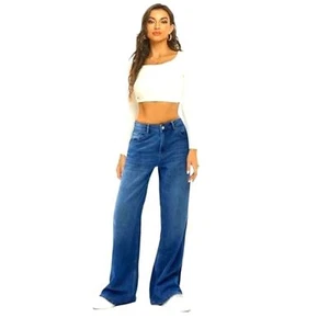 NWT- Comfortable High Waisted Wide Leg Flare Jeans - Picture 1 of 5