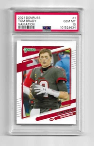 2021 DONRUSS FOOTBALL CARD #1 TOM BRADY PSA 10 VARIATION NO HELMET LOW POP BUCS - Picture 1 of 5