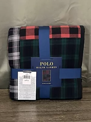 POLO RALPH LAUREN Tartan Plaid Patchwork - DECORATIVE THROW BLANKET 50X70 - Image 1 of 4
