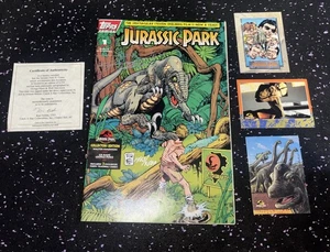 Jurassic Park Comic Book & 3 Cards Perez & Simonson Autographed W/COA, 1403/9500 - Picture 1 of 9