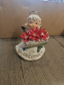 Vintage Lefton Dezember Geburtstag Engel Weihnachten Weihnachtsstern Spaghettiborte T21 - Bild 1 von 6