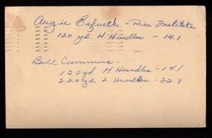 Augie Erfurth + Bill Cummins SIGNED 1947 GPC Rice Institute University Hurdles - Picture 1 of 2