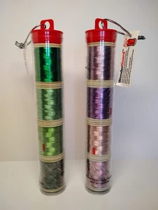 Wonderfil Metallic Thread 4 x 150mtr Spools Green & 4 Spools Purple - Picture 1 of 3