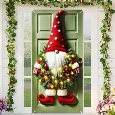 Christmas Gnome Door Banner for Holiday Front Porch Decor Santa Elf Wreath Hangi - Image 1 of 4