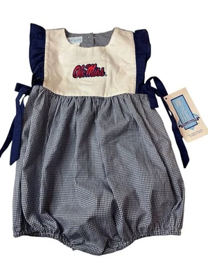 NWT 24 Months 24M Vive La Fete Ole Miss Mississippi Bubble Romper Smocked Navy - Image 1 of 4