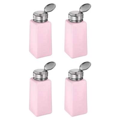 4PCS 250ML(8.5oz) Push Down Alcohol Dispenser Pump Liquid Press Bottles Pink Foto 1 de 4
