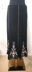 CAL FASHION Johnny Style Black Polyester Embroidered Long Drawstring Skirt XL - Picture 1 of 7