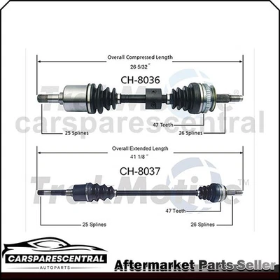 Juego de eje articulado CV 2 PIEZAS para Plymouth Voyager 3,3 L tracción delantera 1991-1995 Foto 1 de 4