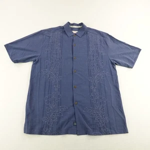 Tommy Bahama Shirt Mens Medium Silk Floral Embroidered Button Up Hawaiian Camp - Picture 1 of 9