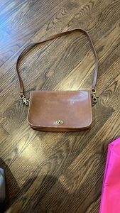 Vintage Coach Brown Leather Penny Pocket Purse Shoulder Bag Crossbody - Picture 1 of 4