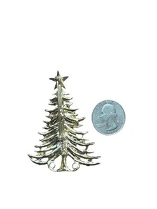 VTG Signed Mylu Faux Pearl And Iridescent Rhinestone Christmas Tree Brooch Pin - Picture 1 of 2