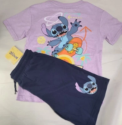 Disney Lilo & Stitch Niños Gráfico Camiseta Camiseta y Pantalones Cortos Conjunto 2 Piezas Talla 6, 8 Foto 1 de 4