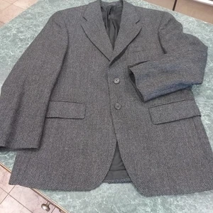 Vtg Chaps Ralph Lauren 38S Gray Tweed 100% Wool Blazer Jacket Sport Coat Classy - Picture 1 of 16