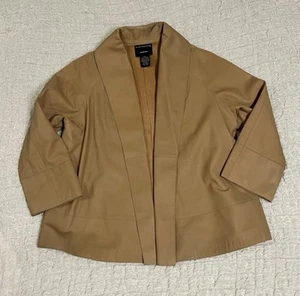 Doncaster Leather Jacket Blazer, Khaki Camel Leather, Brown, Size 4 - Picture 1 of 3