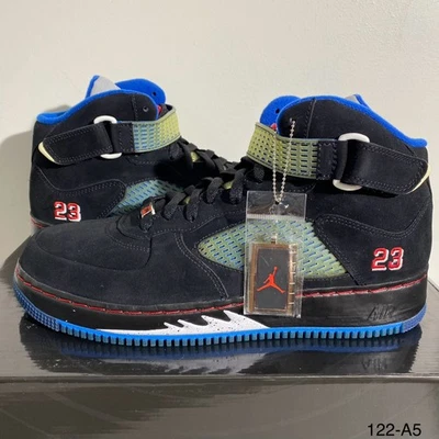 Размер 12,5 - Air Jordan Fusion 5 черный синий ленты Varsity красный 318608-061 новый! - Изображение 1 из 4