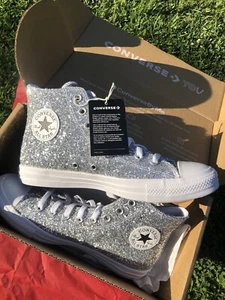 Converse All Star men’s size 9 Silver Sparkle Shoes women’s size 11 NEW w/Box - Picture 1 of 17