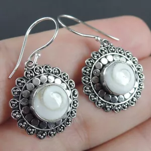 Orecchini in argento sterling 925 conchiglia occhi di Shiva naturali gioielli fatti a mano, NSE-128 - Foto 1 di 7