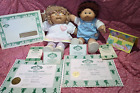 Coleco Original Cabbage Patch Milly Jilly & Nicholas Edwin Dolls with Papers EUC