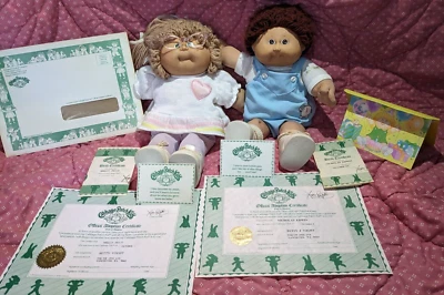 Muñecas Coleco Original Cabbage Patch Milly Jilly & Nicholas Edwin con papeles usadas en excelente estado Foto 1 de 4