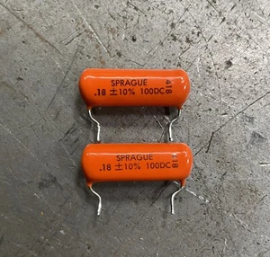 2x Sprague Orange Drop .18uf 100V Guitar Tone Capacitor 10% Tolerance 418 - Picture 1 of 3