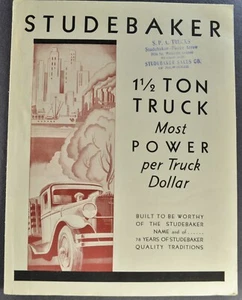 1931 Studebaker 1.5-Ton Truck Brochure Pickup Stake Cargo Excellent Original 31 - Picture 1 of 5