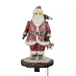 Santa Carrying A Sheep With Santa Bag On Back 10" Stocking Hanger - Picture 1 of 2