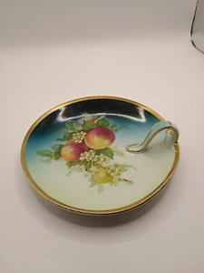 3 Crown China Finger Loop Handle Painted Plate Peach Gold Germany - Picture 1 of 18