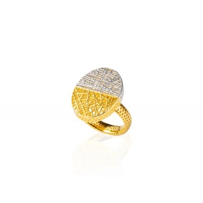 ANELLO GIANO ARGENTO 925 RODIATO IN ORO GIALLO E BIANCO - Immagine 1 di 3