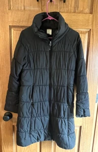 Cappotto nero Patagonia piccolo puffer leggero tasche cerniera lunghezza ginocchio - Foto 1 di 7
