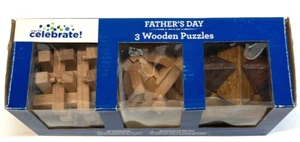 3 in One Wooden 3D Puzzle Games Set Interlocking Brain Teaser Teens Adults Gift - Picture 1 of 5