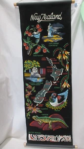 Vintage Black Velvet New Zealand Banner Wall Hanging - Picture 1 of 10