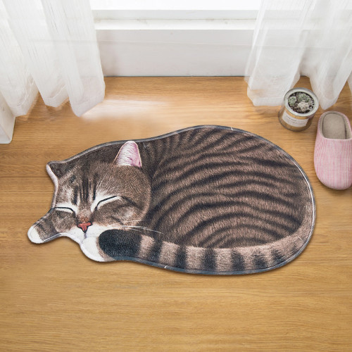 Unique Sleeping Cat Floor Mat,Non-Slip Washable Cat Rug,Kids Play