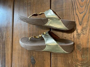 FitFlop Petra Jewled Gold Schlangenleder Sandale Flip Flop Gr. 8 guter gebrauchter Zustand - Bild 1 von 6