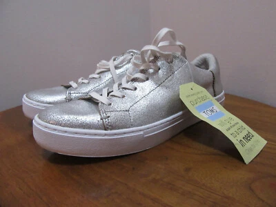 ZAPATILLAS MUJER TOMS LENOX CON CORDONES PLATEADAS METALIZADAS CUERO TALLAS 8,5 Y 10 (EE. UU.) Foto 1 de 4