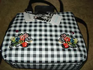 New Guess Gingham Black and White Checkered Hand Bag Purse Crossbody Strap - Picture 1 of 4
