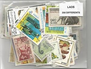 Lot  de 200 timbres du Laos