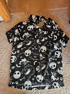 Disney Shirt Medium Black Nightmare Before Christmas Jack Skellington Button Up - Picture 1 of 5
