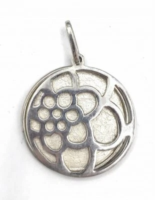Floral Reversible Round Pendant Charm 925 Sterling Silver SILPADA S2122  - Image 1 of 4