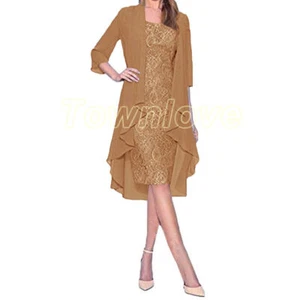 Lace Summer Mother Bride Dress Short Wedding Party Gown Formal Dress with Jacket - Picture 1 of 24