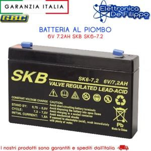 BATTERIA ERMETICA RICARICABILE AL PIOMBO 6V 7,2 Ah dimensioni 151X34X95 mm - Foto 1 di 1