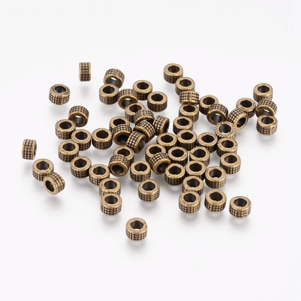 Bronze Spacer Beads Tibetan Style Tube Shape Patterned 5mm x 3mm 50pcs - Image 1 of 2