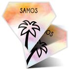 2x Diamond Shape Vinyl Stickers Samos Watercolor Palm Tree #60462